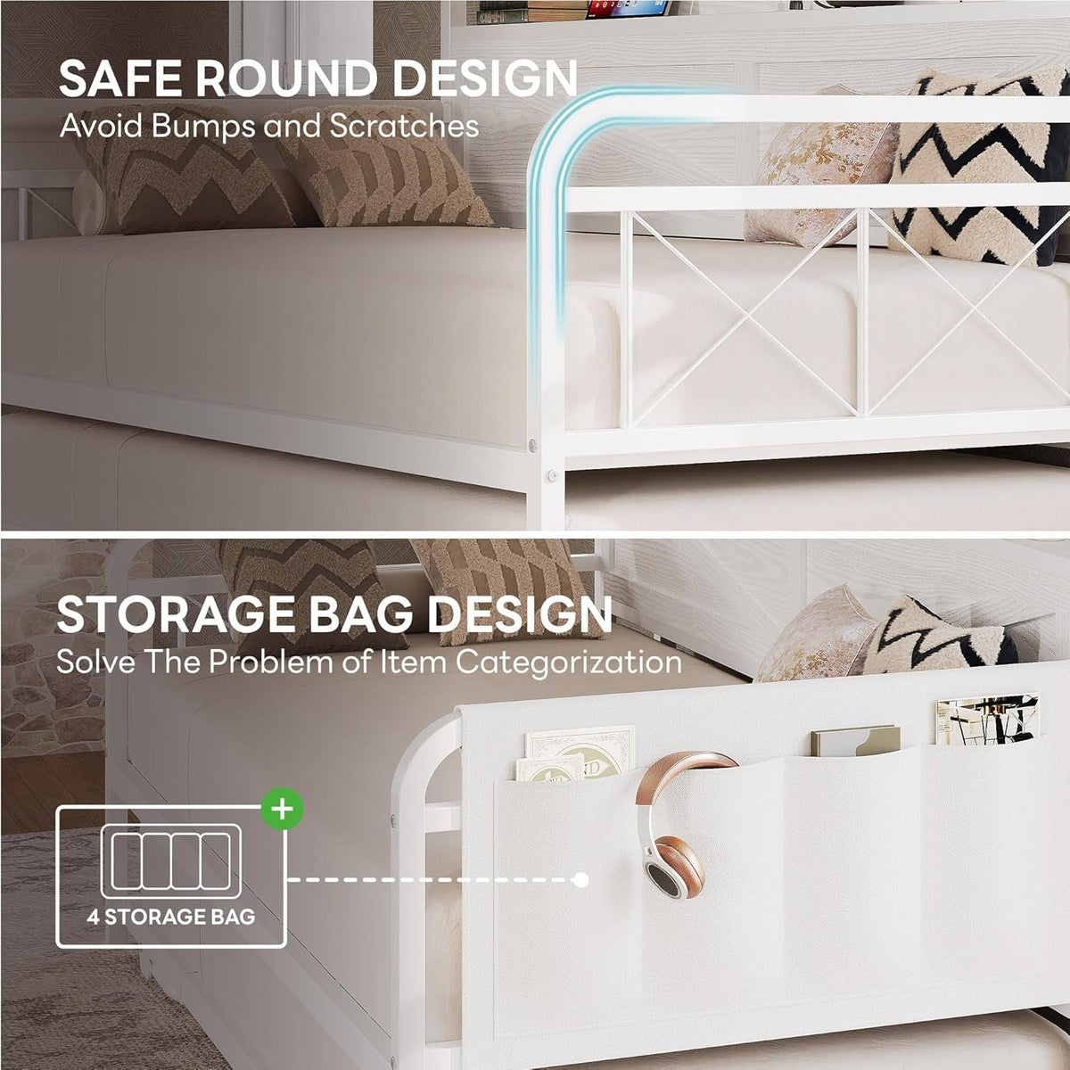 White Twin Daybed With Trundle And Storage Headboard