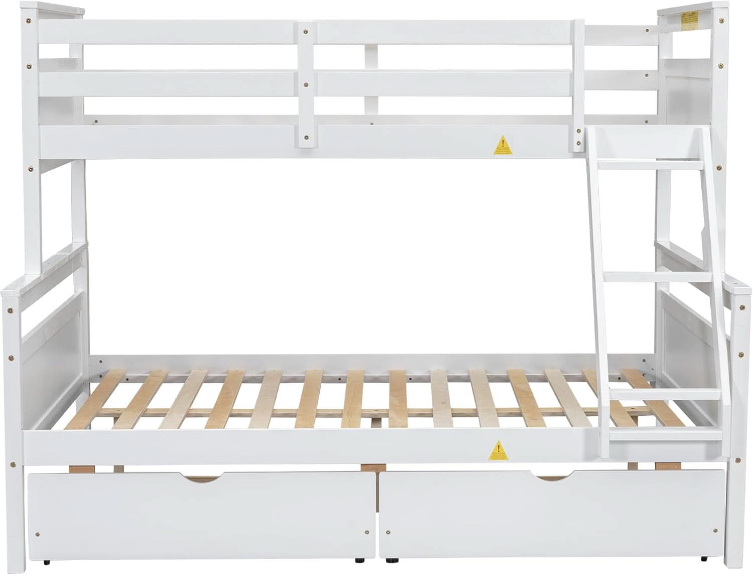 White Twin Over Full Bunk Bed With Storage Drawers