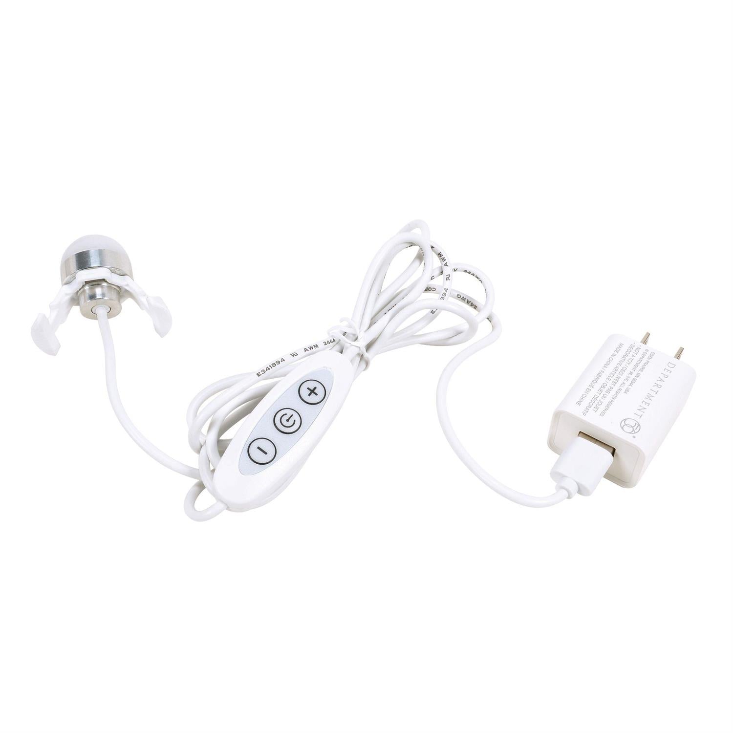White USB Cord & Power Adapter with White LED Bulb