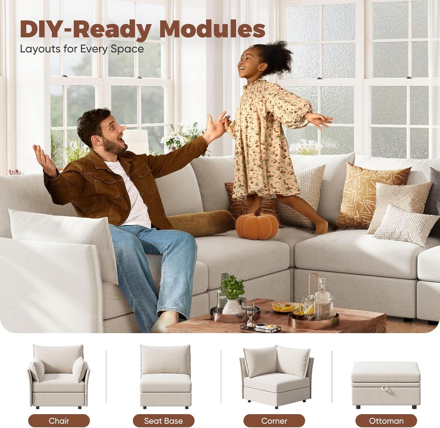 White Upholstered Accent Chair With Removable Backrest