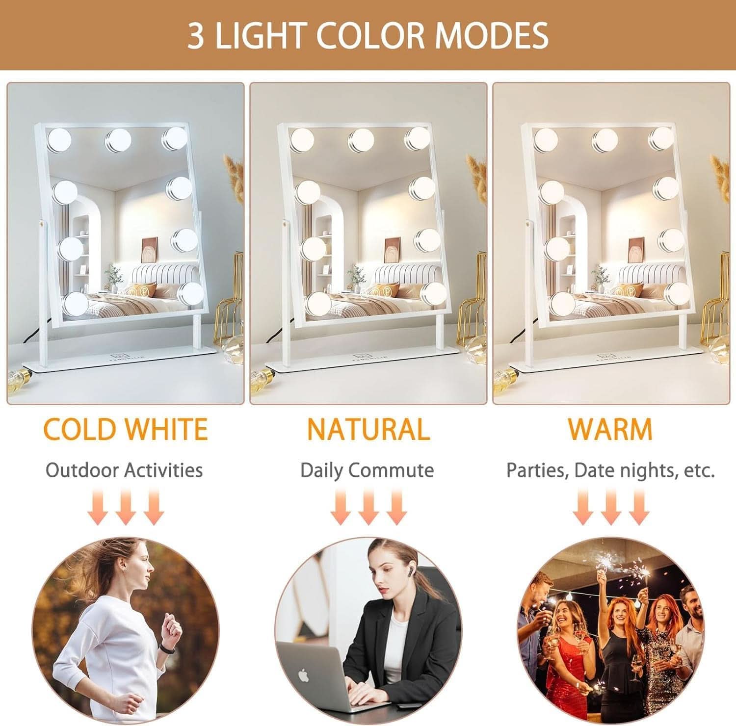 White Vanity Mirror With Light 10X Magnification LED