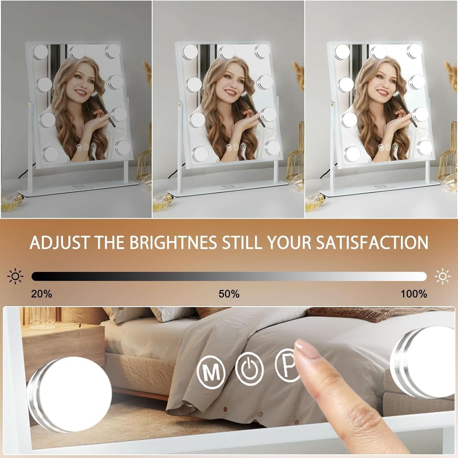 White Vanity Mirror With Light 10X Magnification LED