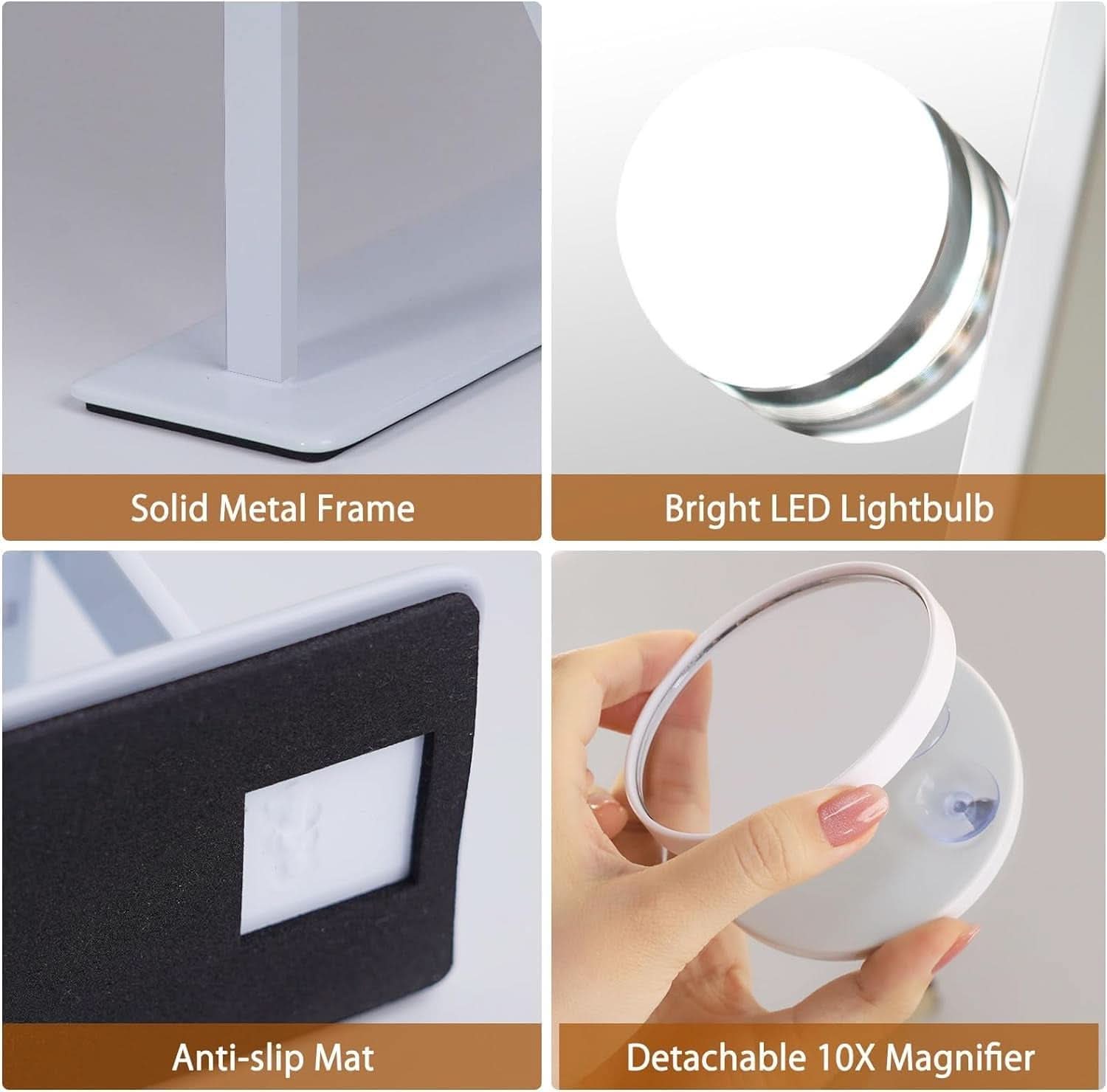 White Vanity Mirror With Light 10X Magnification LED