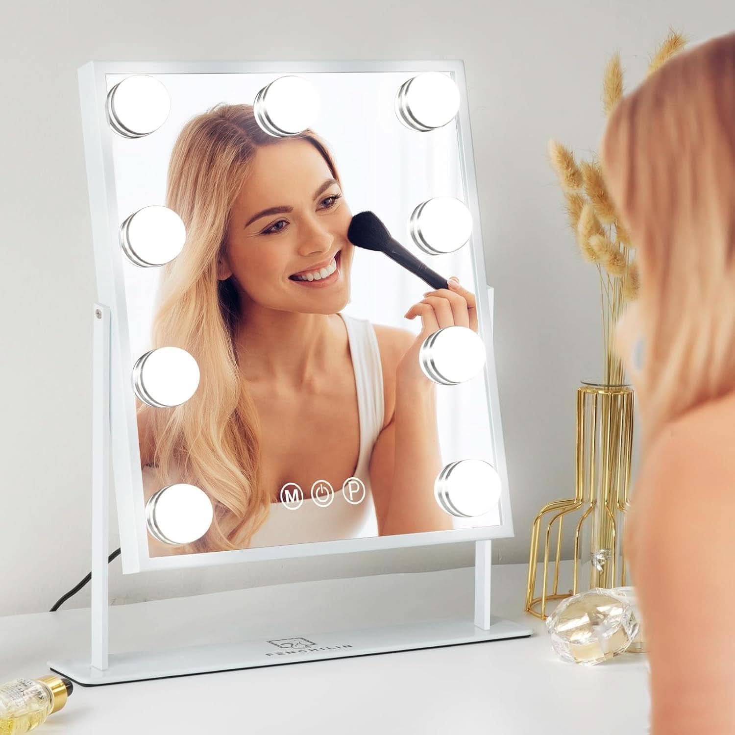 White Vanity Mirror With Light 10X Magnification LED