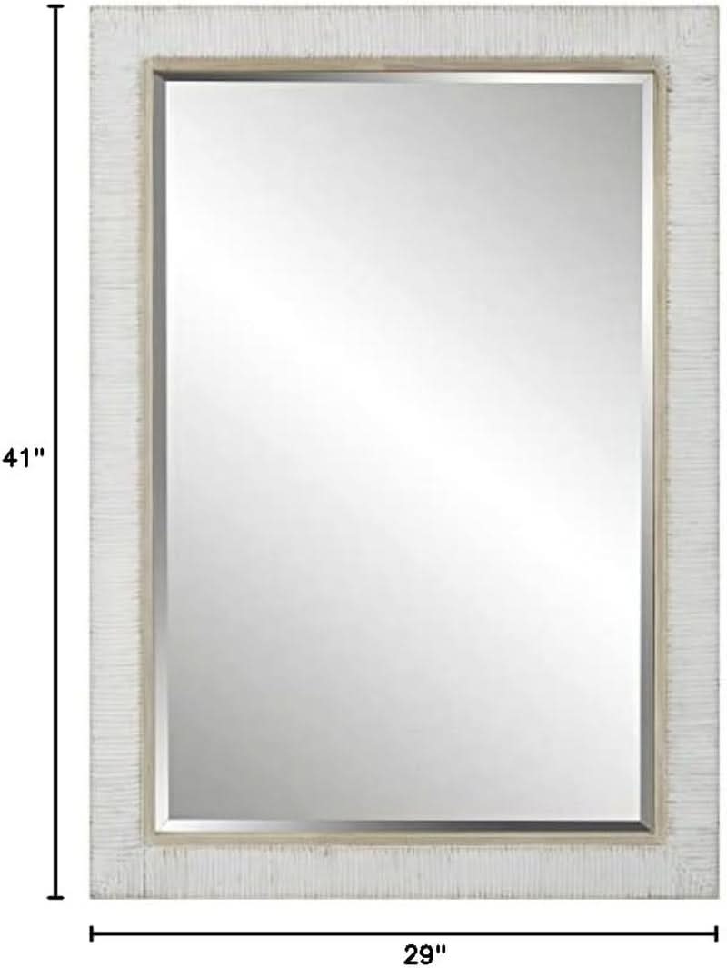 White Washed Rattan Mirror 40.75 Inch Tall 29 Inch Wide