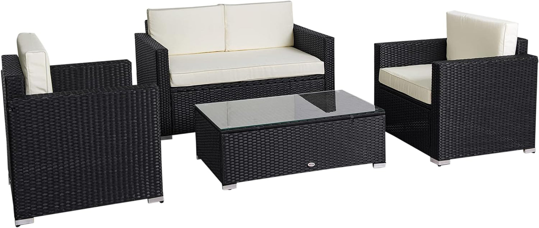 White Wicker 4 Piece Outdoor Patio Sectional Sofa Set