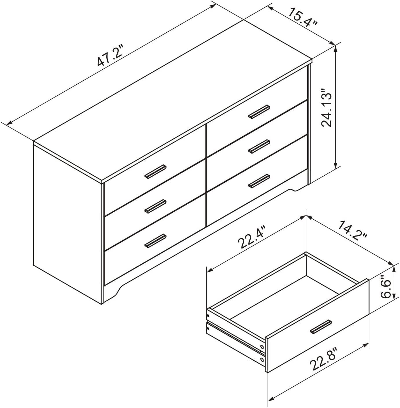White Wooden 5 Drawer And 6 Drawer Dresser With Side By Side Layout
