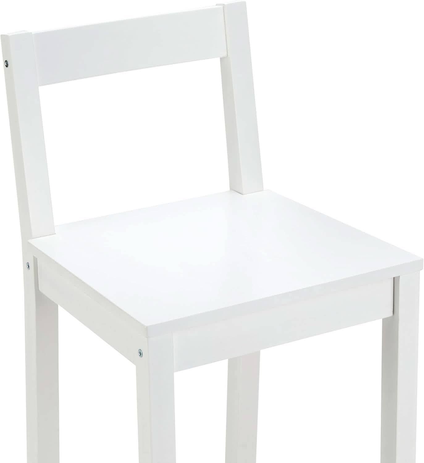 White Wooden Bar Stool With Backrest, Counter Height