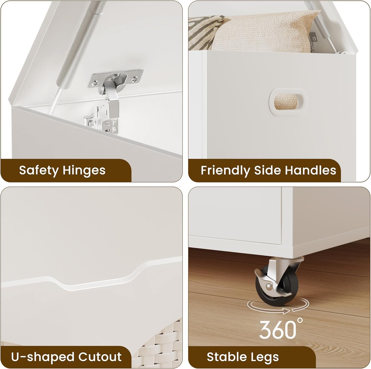 White Wooden Storage Bench On Wheels