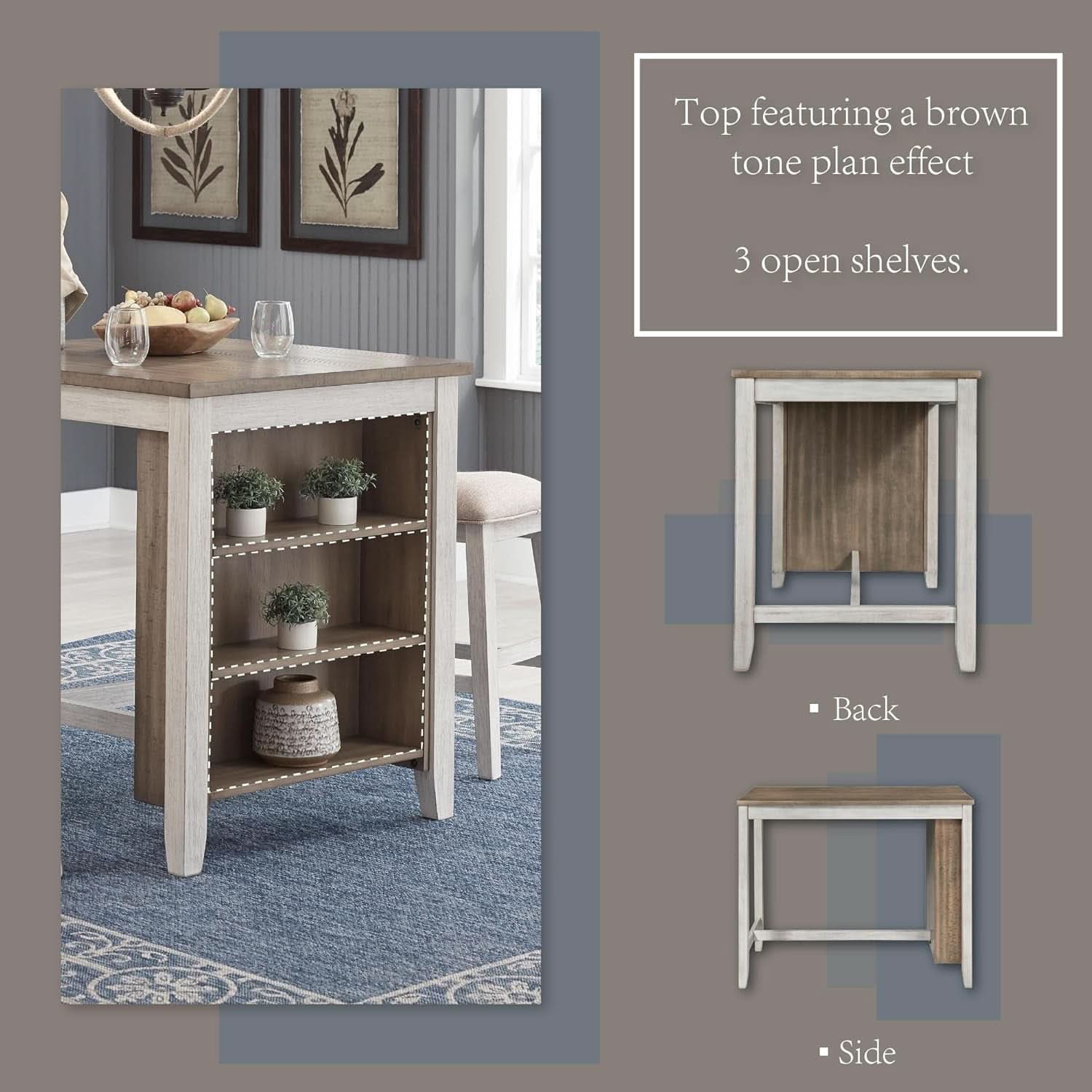 Whitewash Counter Height Dining Set With Barstools