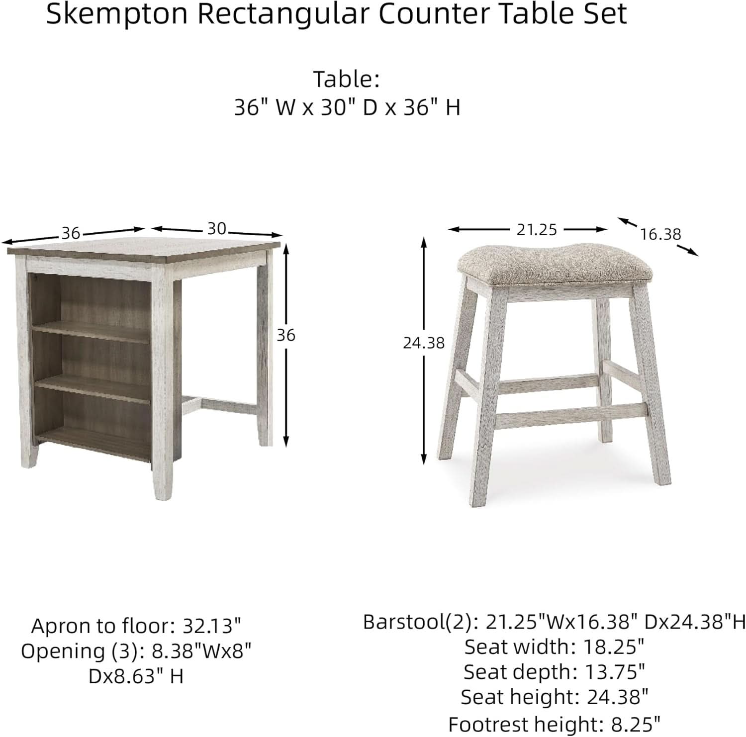 Whitewash Counter Height Dining Set With Barstools