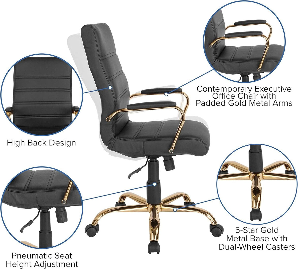 Whitney Black High Back Leathersoft Desk Chair Swivel