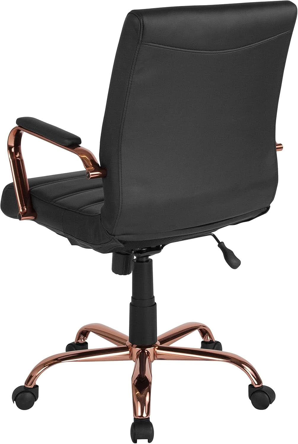 Whitney Mid Back LeatherSoft Desk Chair With Adjustable Height Black Rose Gold