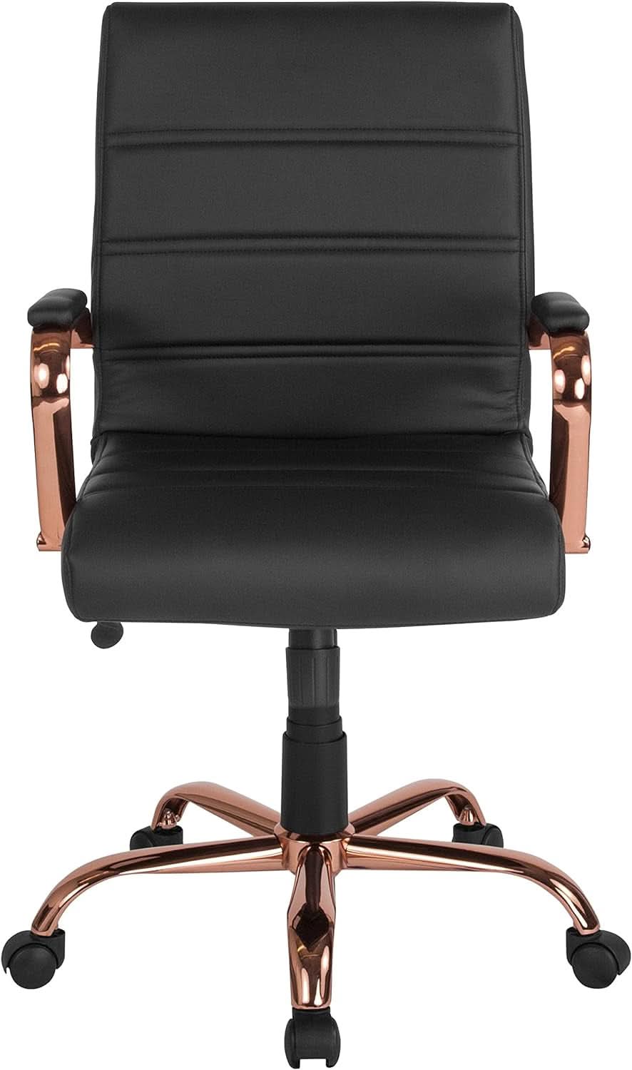 Whitney Mid Back LeatherSoft Desk Chair With Adjustable Height Black Rose Gold