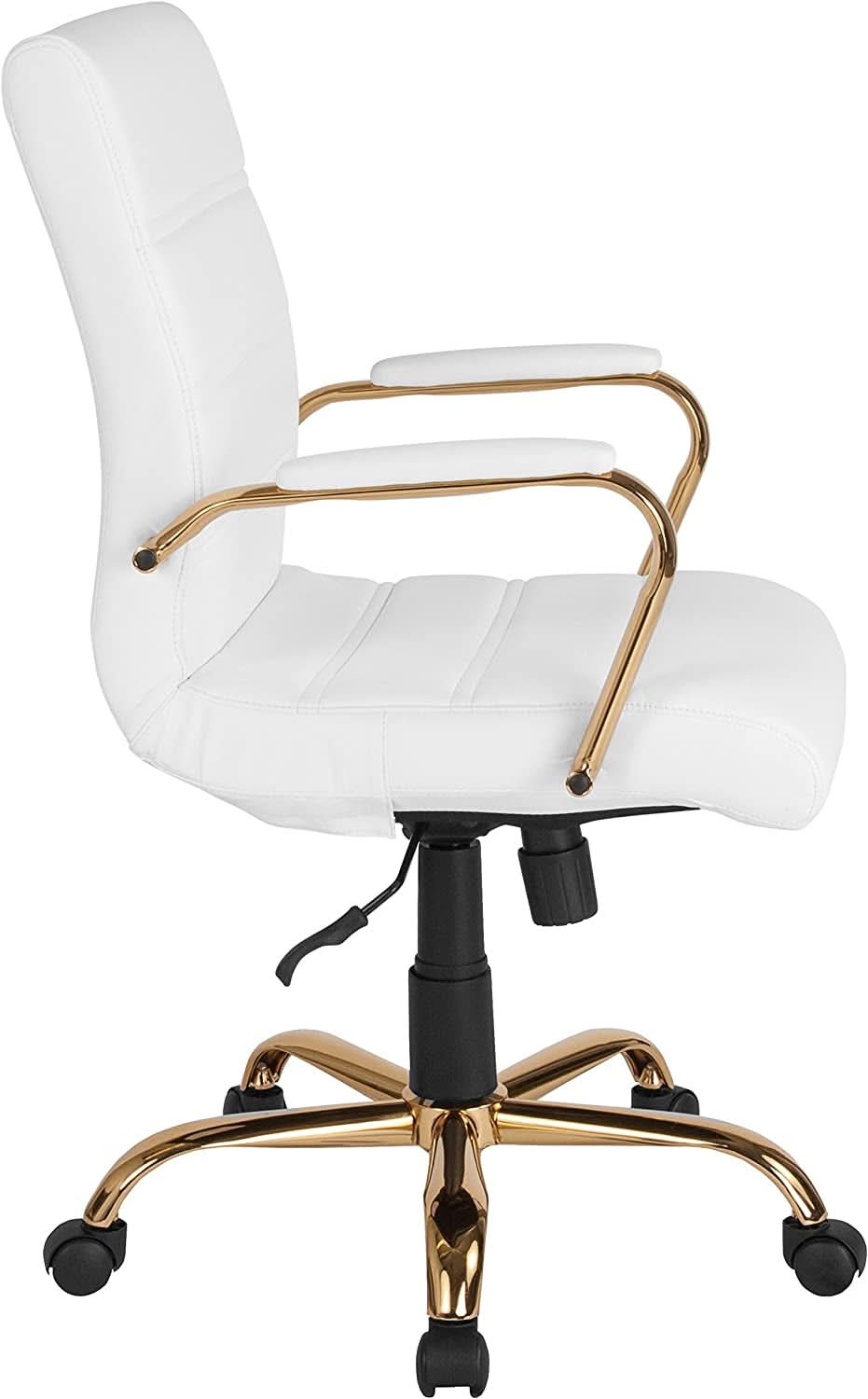 Whitney White LeatherSoft Office Chair Mid Back Swivel