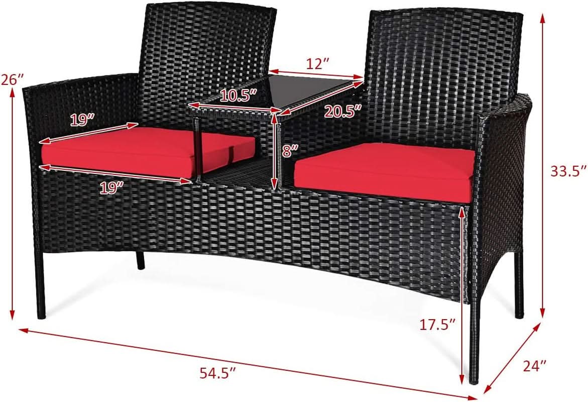 Wicker Outdoor Conversation Set With Removable Cushions