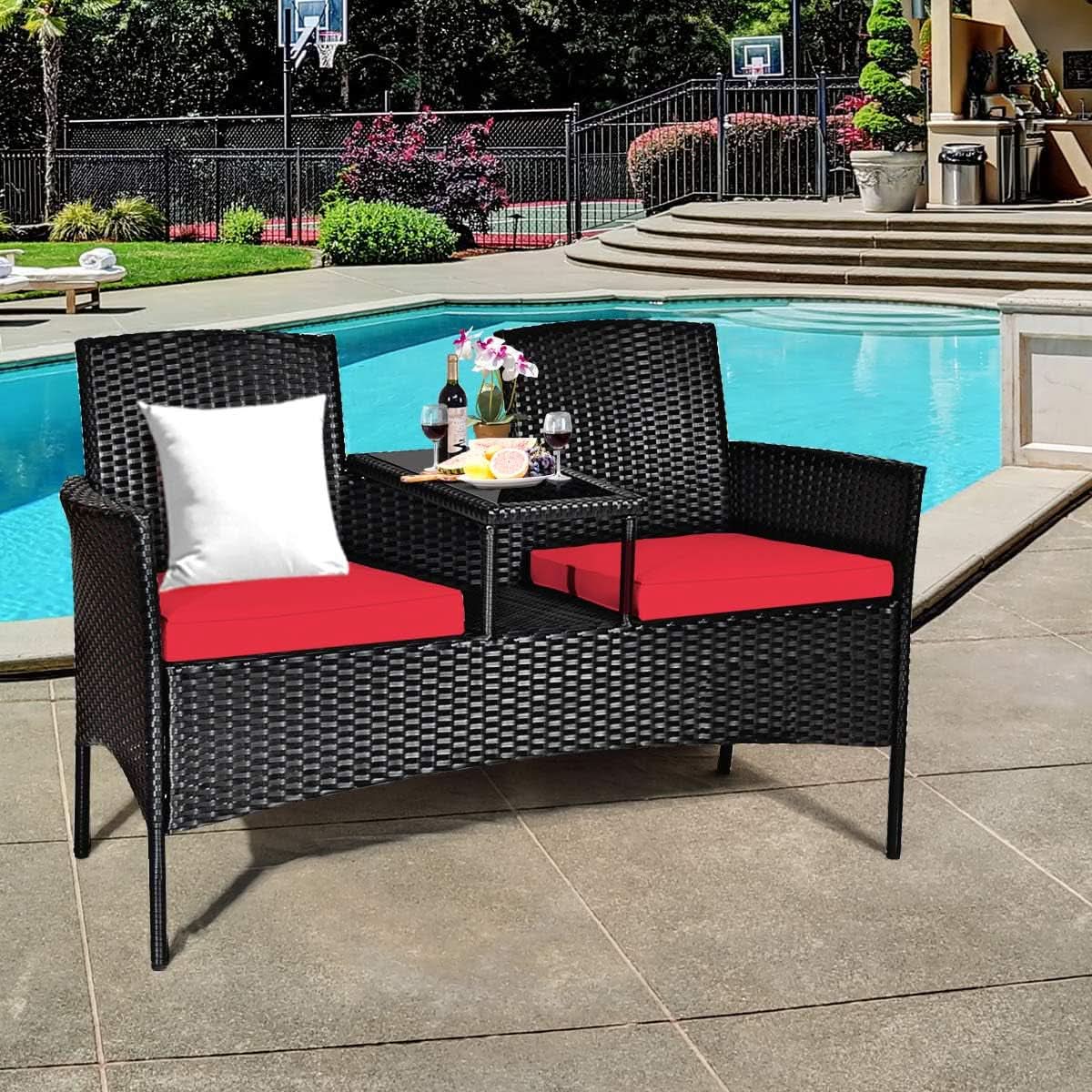 Wicker Outdoor Conversation Set With Removable Cushions