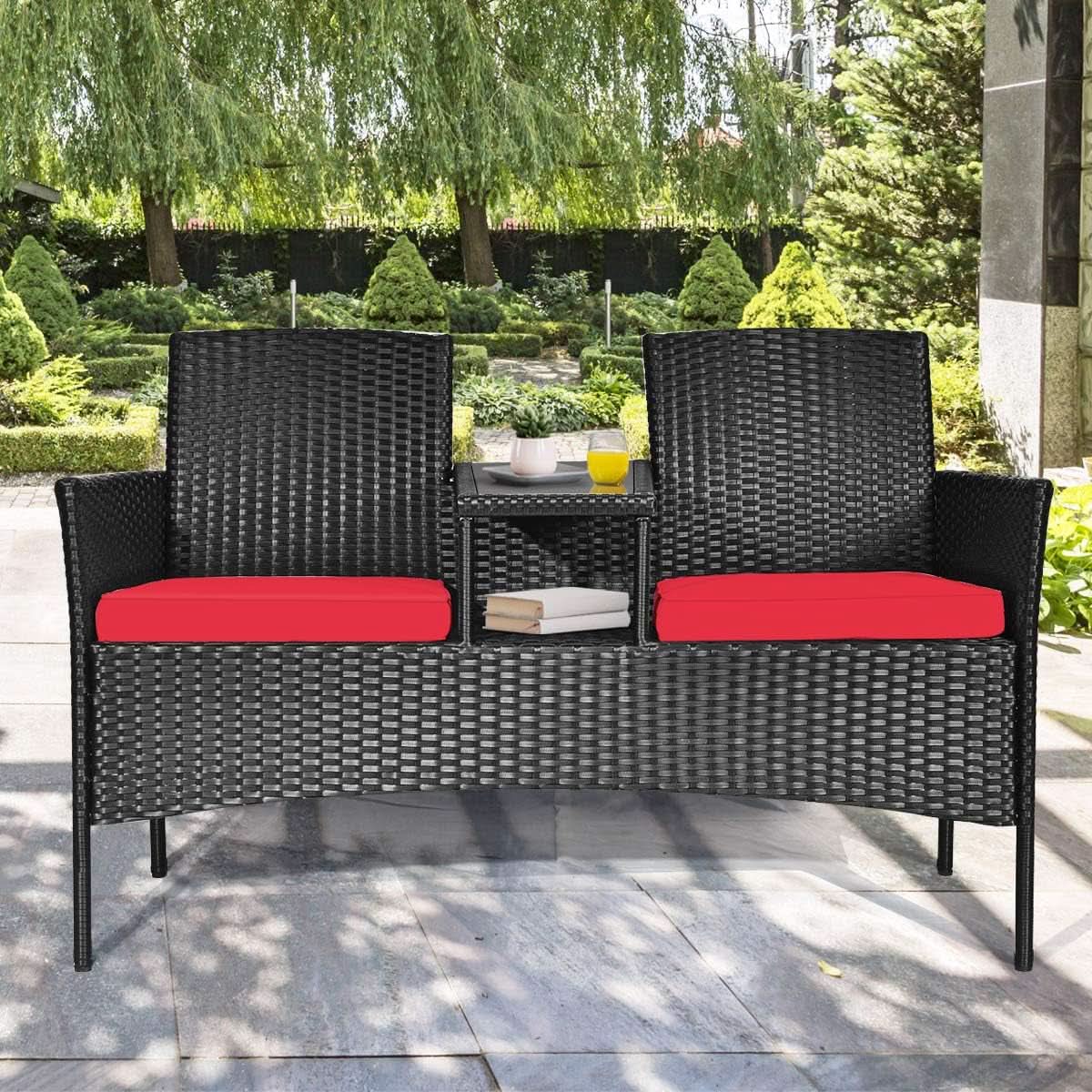 Wicker Outdoor Conversation Set With Removable Cushions