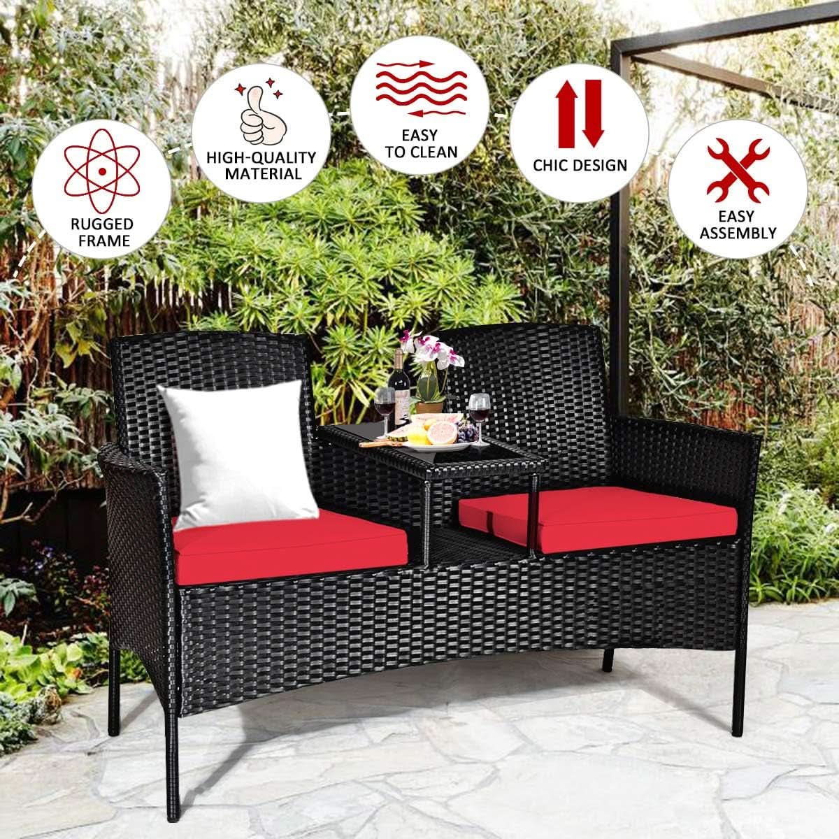 Wicker Outdoor Conversation Set With Removable Cushions