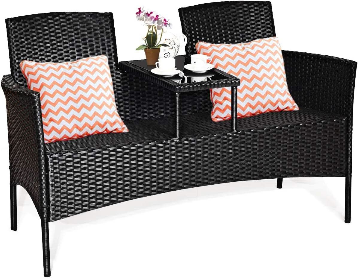 Wicker Outdoor Conversation Set With Removable Cushions