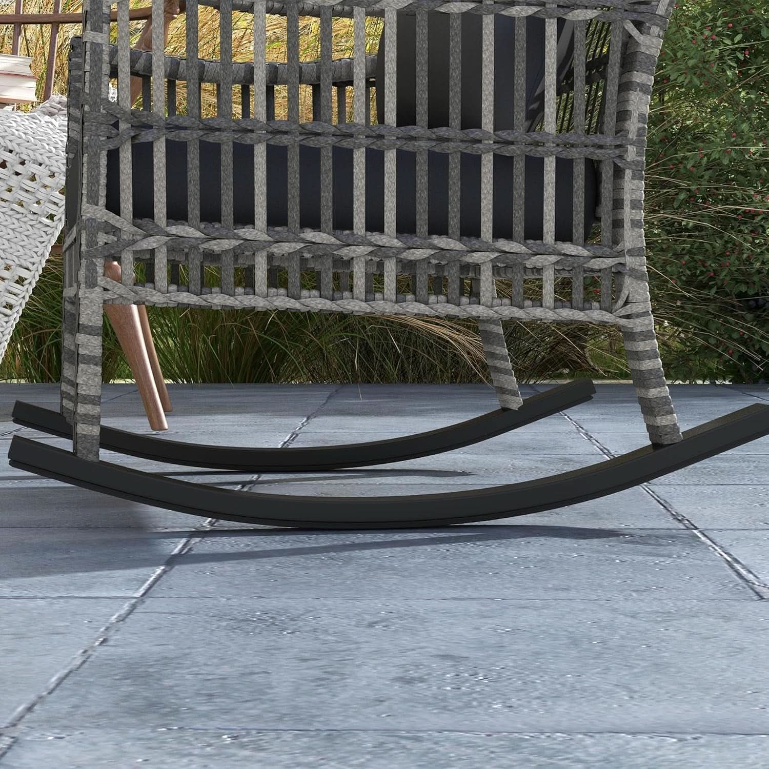 Wicker Outdoor Rocking Chair Set with Storage Table