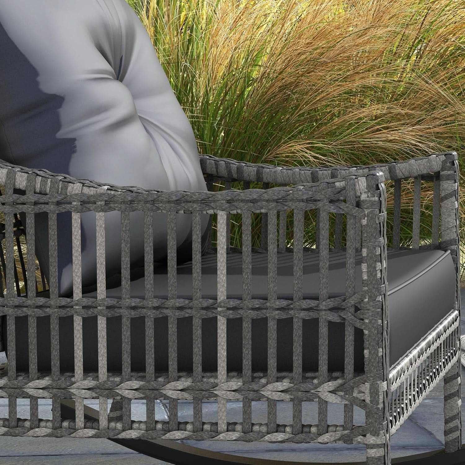 Wicker Outdoor Rocking Chair Set with Storage Table