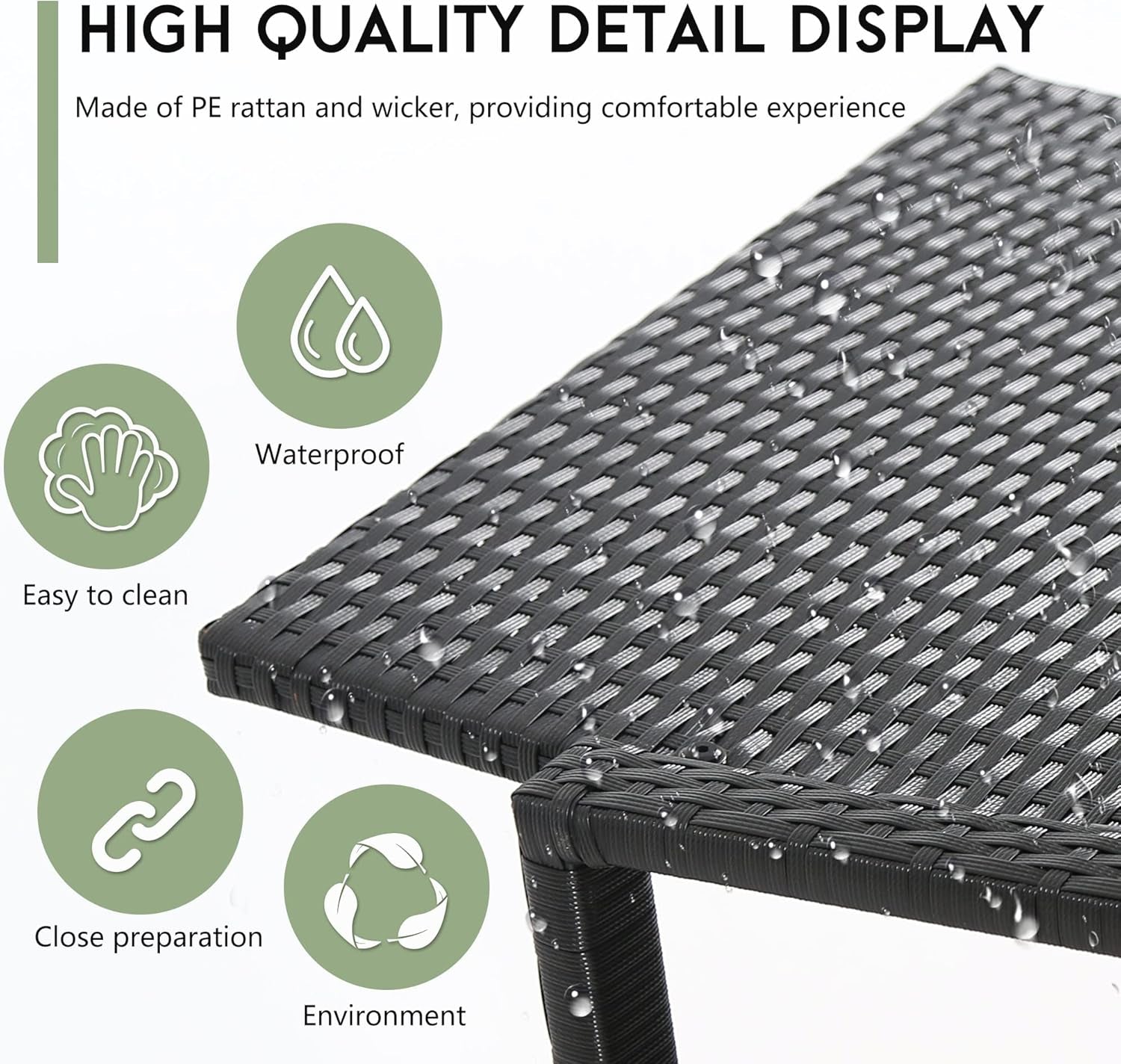 Wicker Patio Bistro Set 3 Piece Black For Outdoor Use