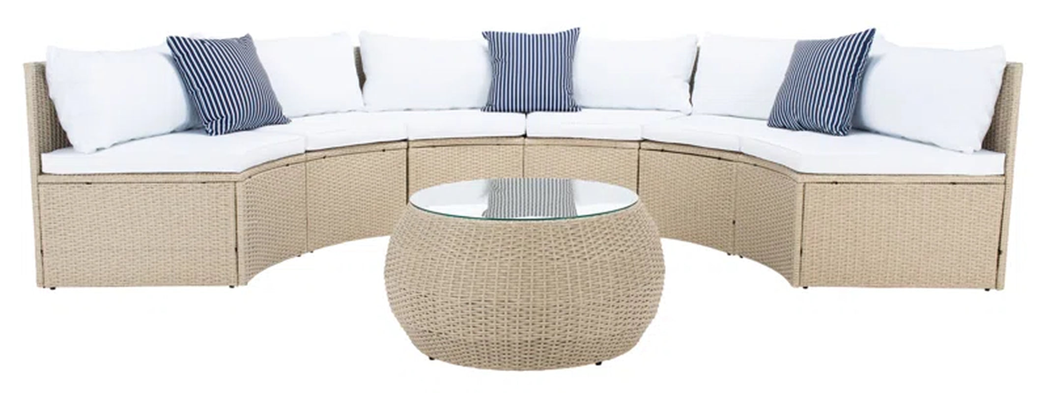 Wicker Six Person Patio Conversation Set With Cushions