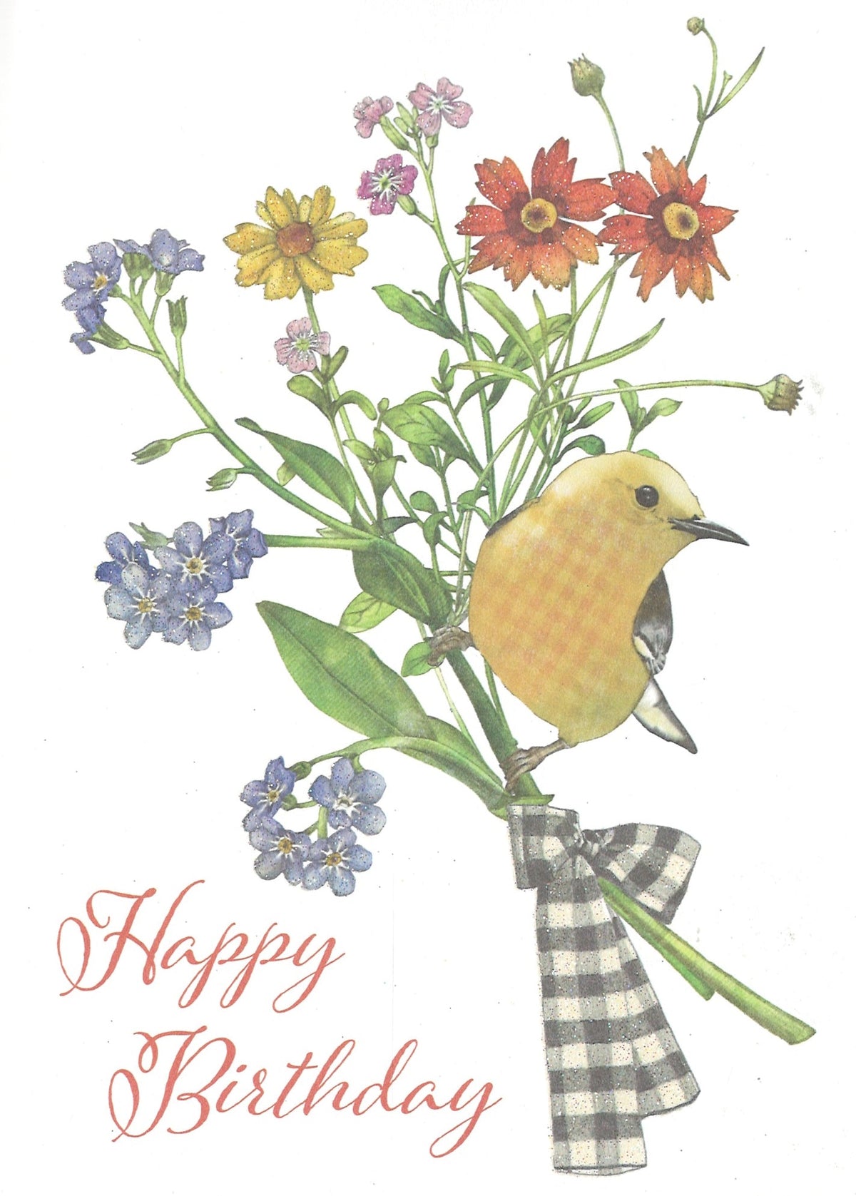 Wildflower Songbird Birthday Card - Birthday Card