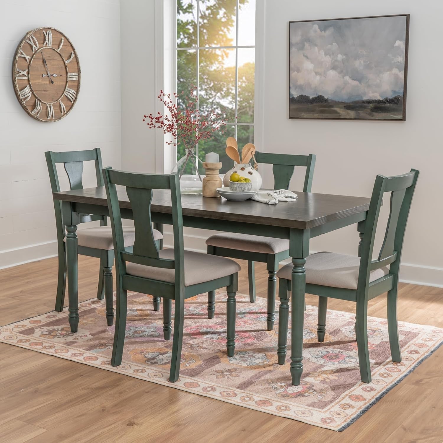 Willow 5 Pc Teal Dining Table Set Modern Lifestyle Collection