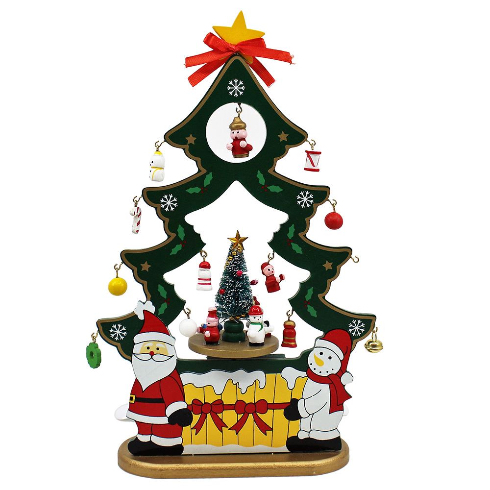 Wind Up Musical Santa and Snowman Decorative Tree