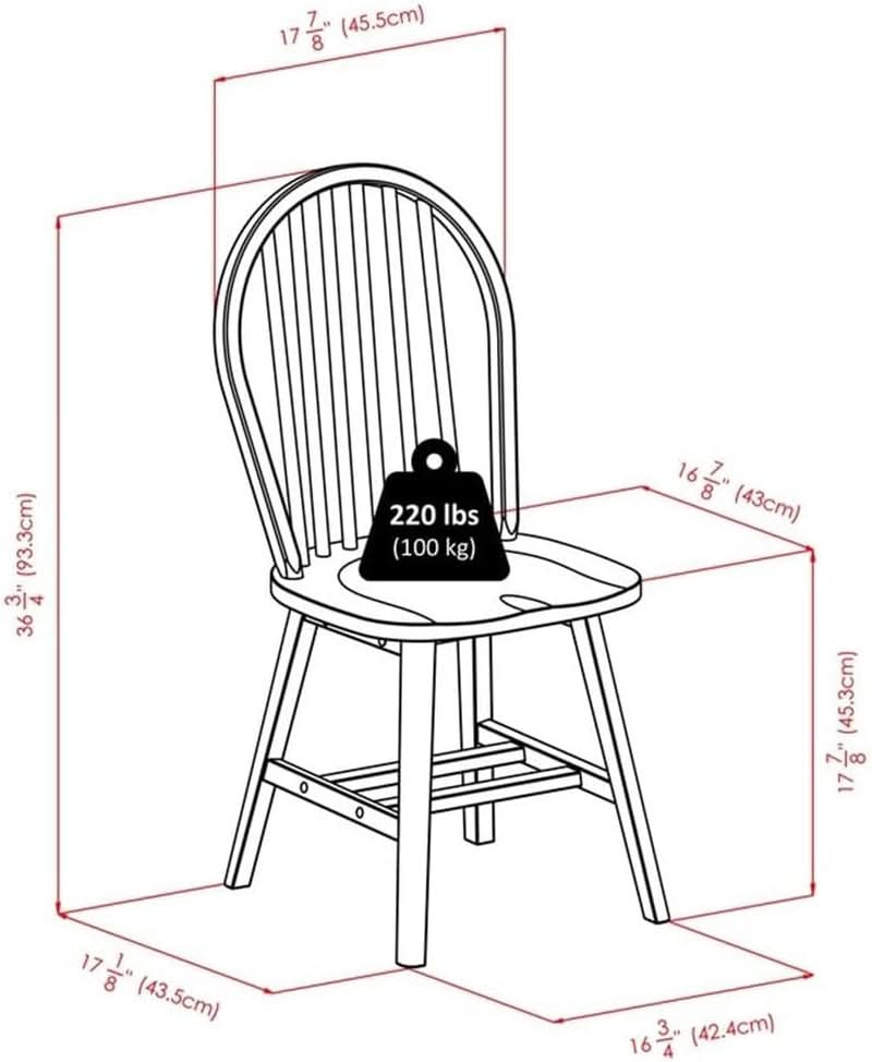 Windsor 2 Piece Solid Wood Dining Chair Set Walnut Finish