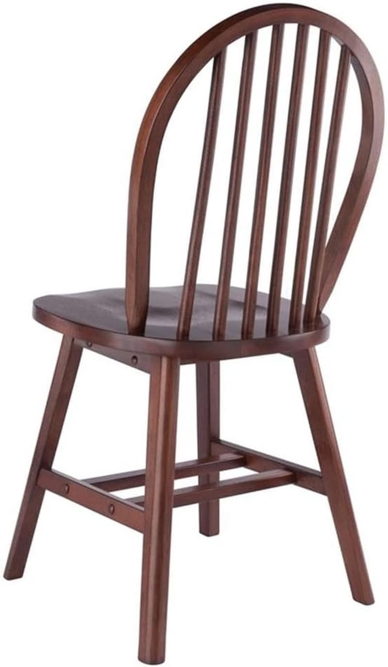 Windsor 2 Piece Solid Wood Dining Chair Set Walnut Finish