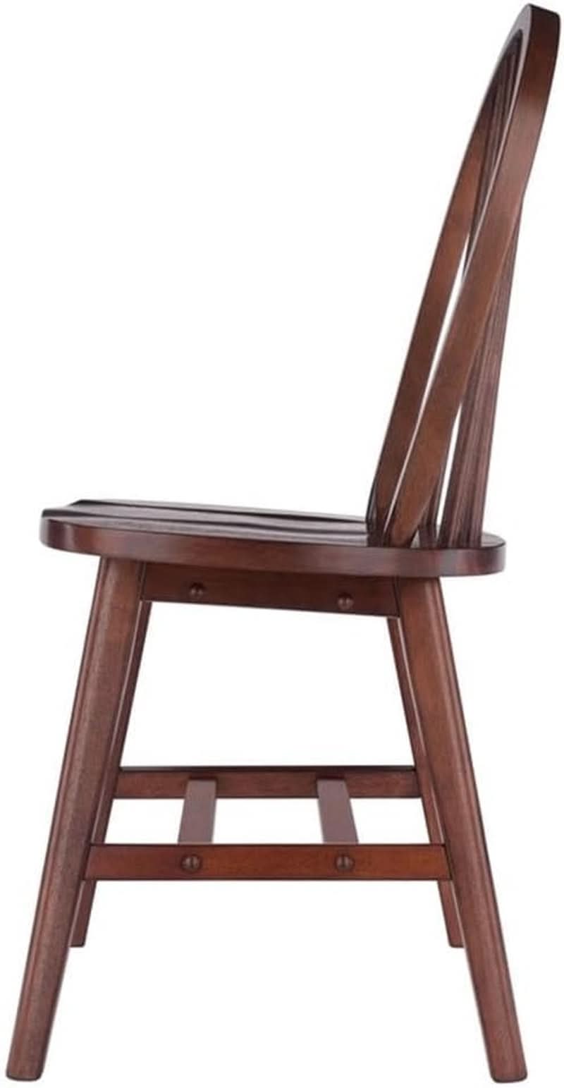 Windsor 2 Piece Solid Wood Dining Chair Set Walnut Finish