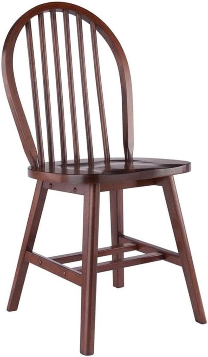 Windsor 2 Piece Solid Wood Dining Chair Set Walnut Finish