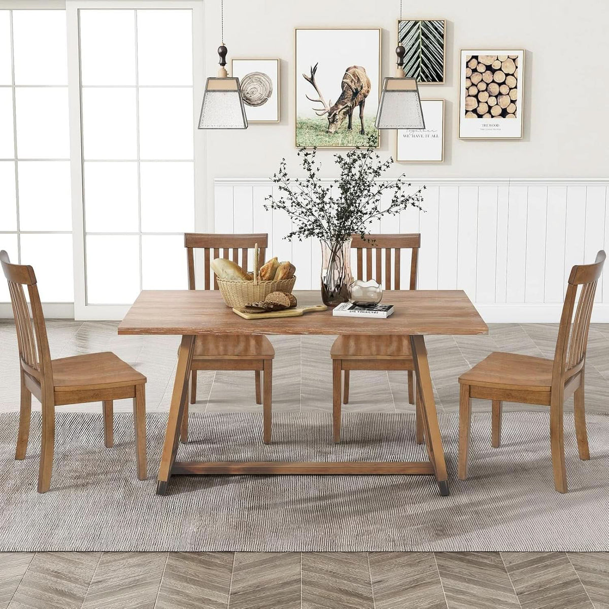 Windsor Spindle Back Dining Chairs Set Of 6 In Light Brown