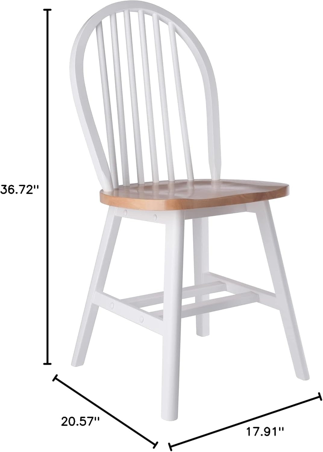 Windsor Two Piece Solid Wood Dining Chair Set Natural White