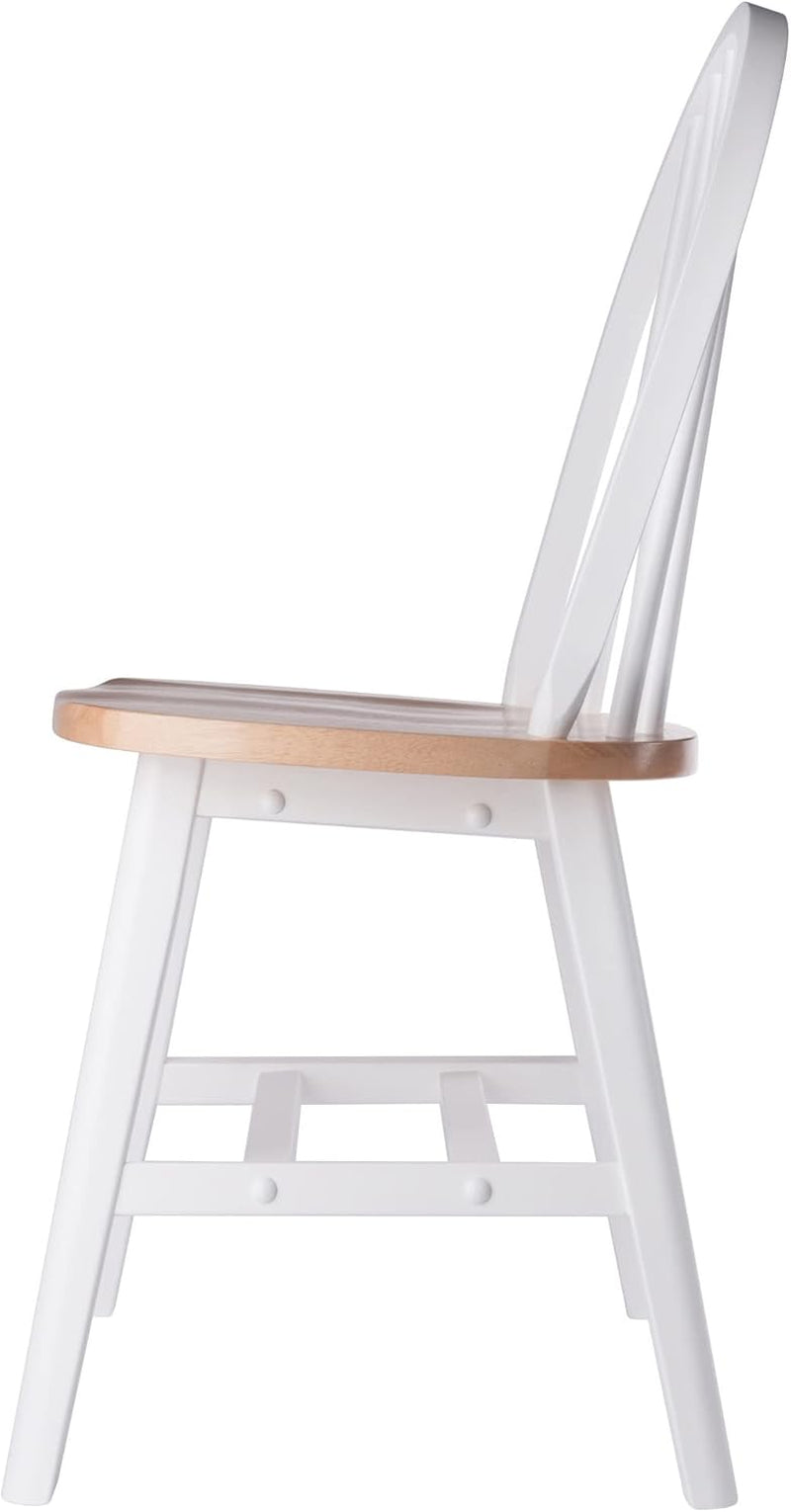 Windsor Two Piece Solid Wood Dining Chair Set Natural White
