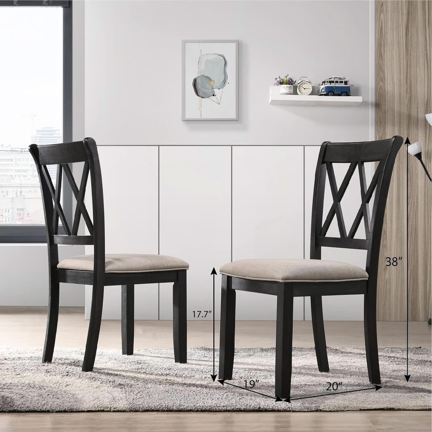 Windvale Black Cross Back Fabric Upholstered Dining Chair Set Of 2