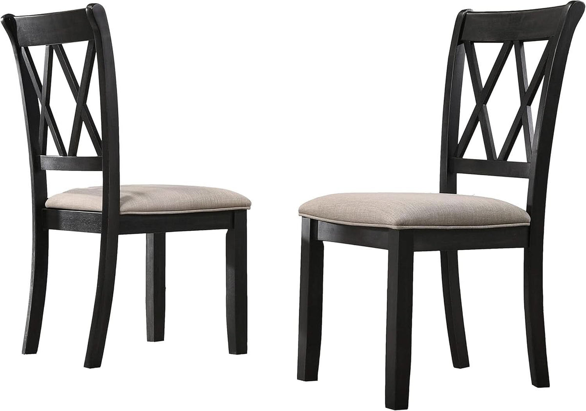 Windvale Black Cross Back Fabric Upholstered Dining Chair Set Of 2
