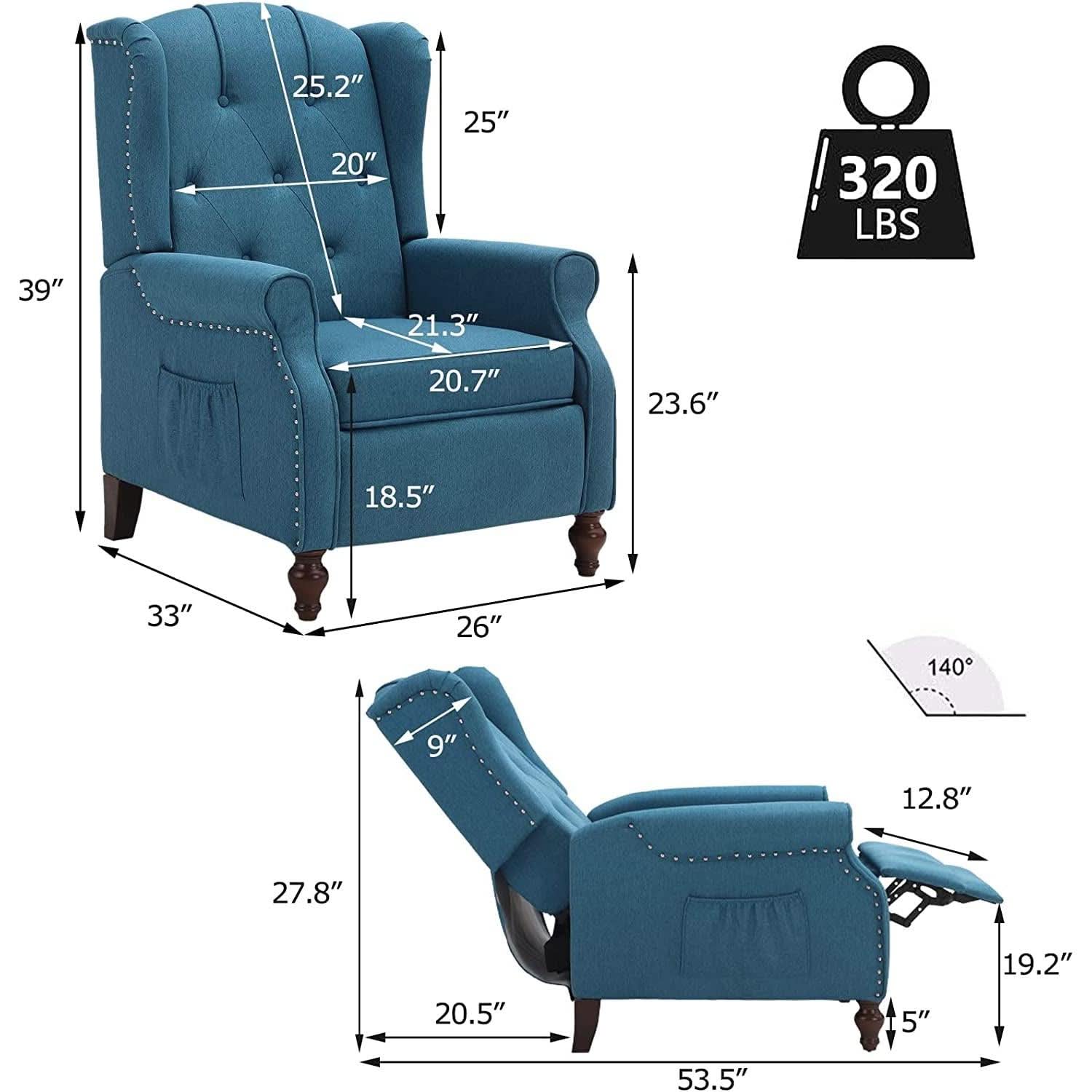 Wingback Recliner Chair With Massage And Heat Living Room