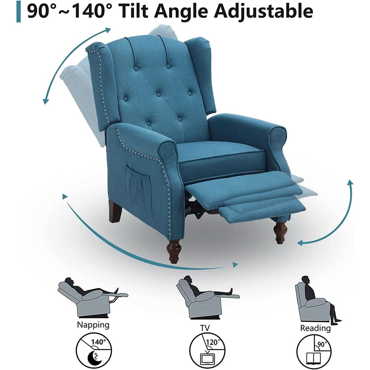 Wingback Recliner Chair With Massage And Heat Living Room