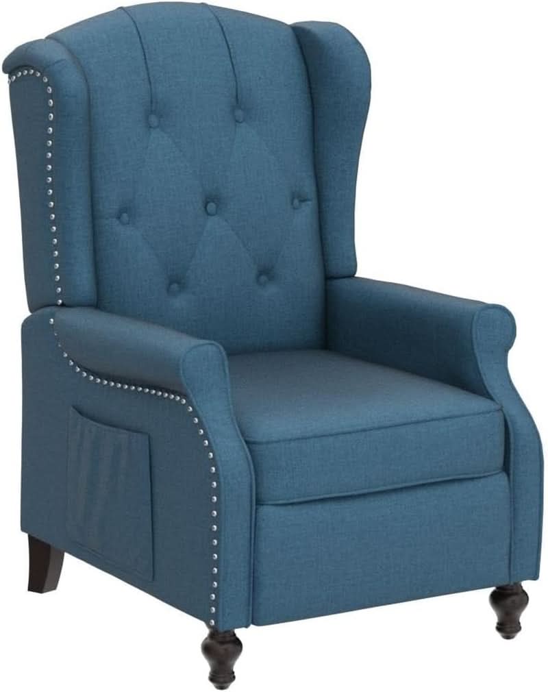 Wingback Recliner Chair With Massage And Heat Tufted Fabric
