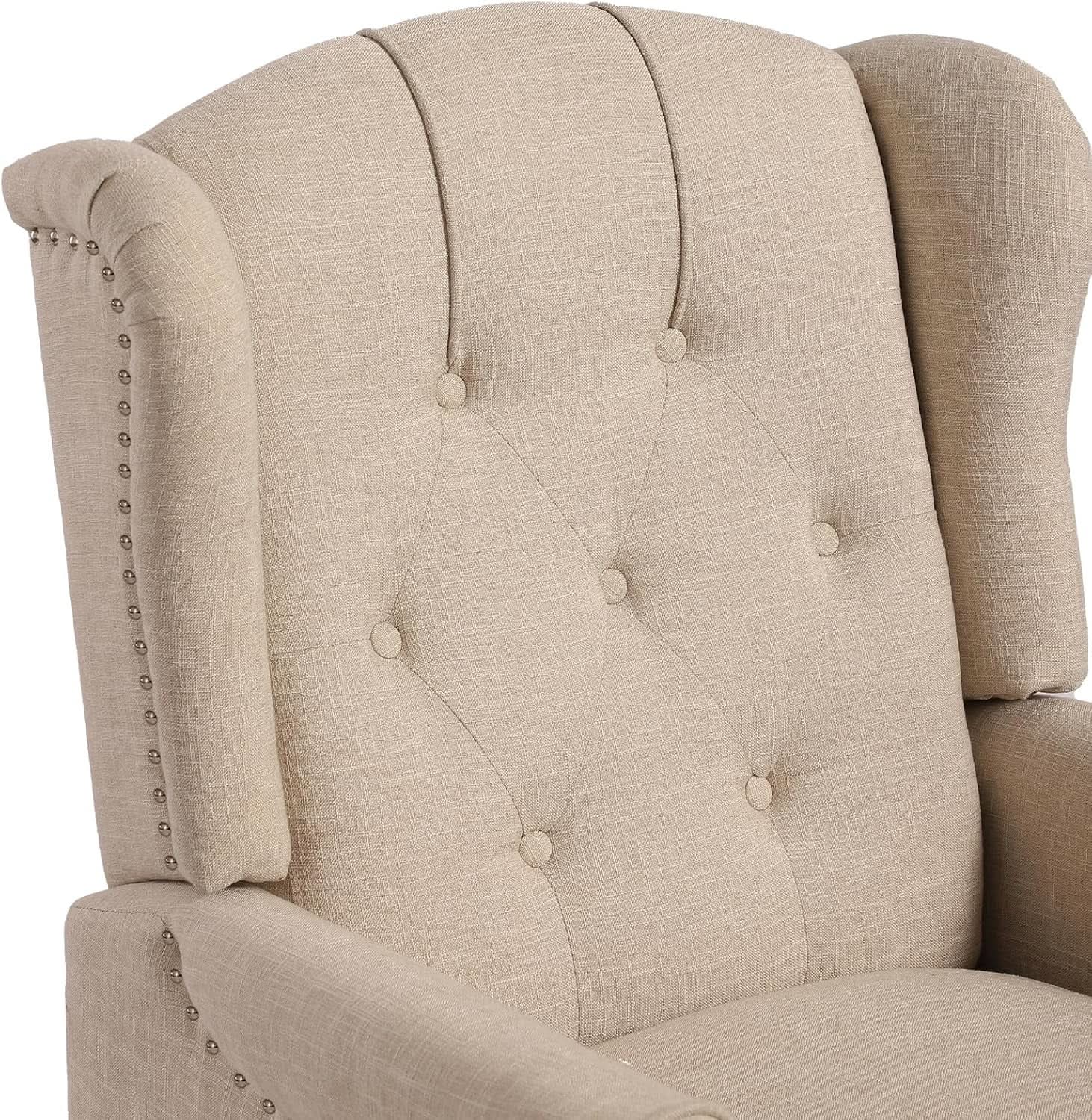 Wingback Recliner Chair With Massage And Heat Tufted Fabric