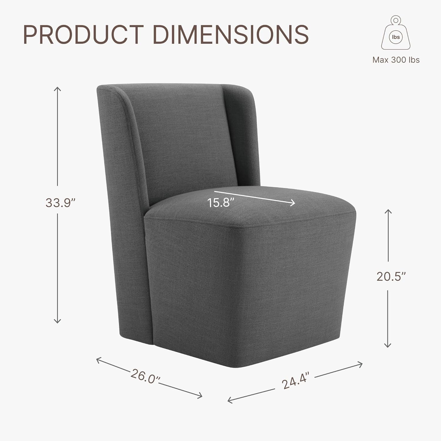Wingback Upholstered Dining Chair With Casters No Assembly