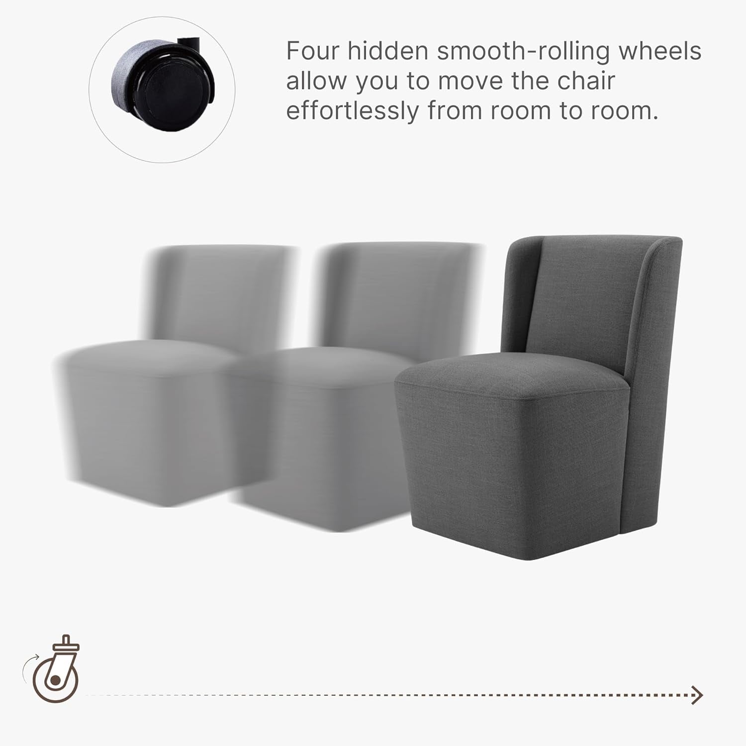 Wingback Upholstered Dining Chair With Casters No Assembly