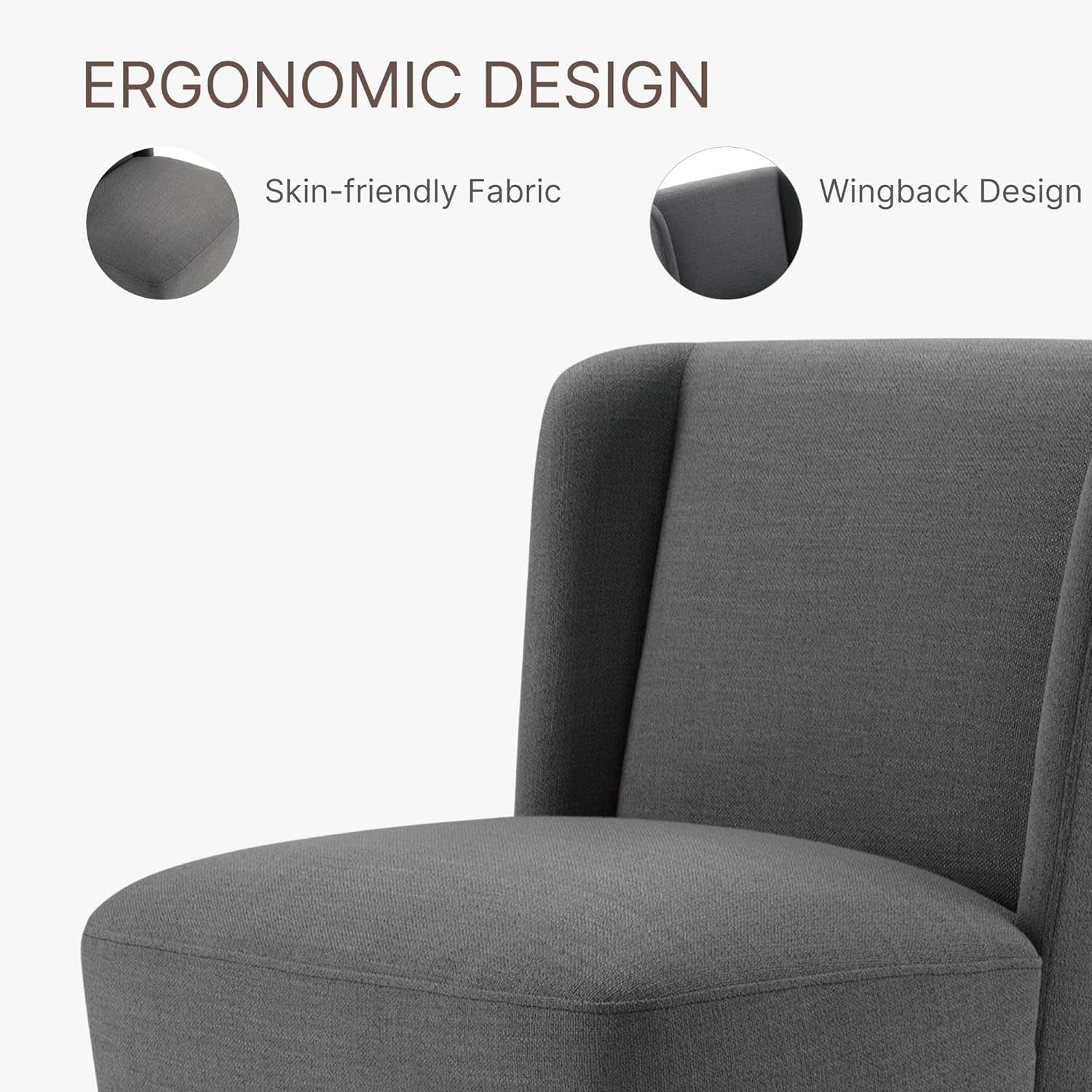 Wingback Upholstered Dining Chair With Casters No Assembly