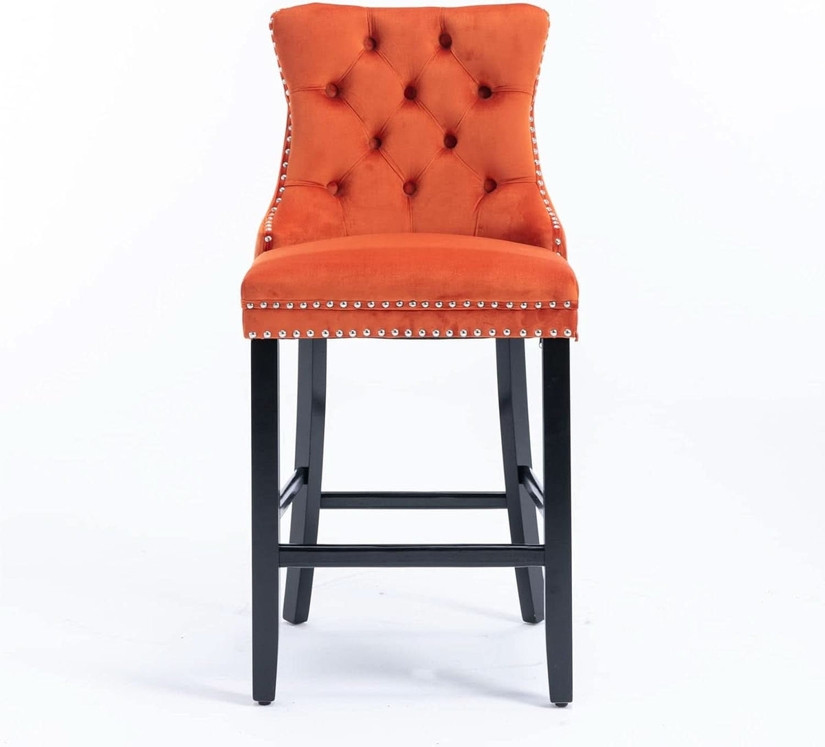 Wingback Velvet Bar Stools Set Of Two Orange Counter Height