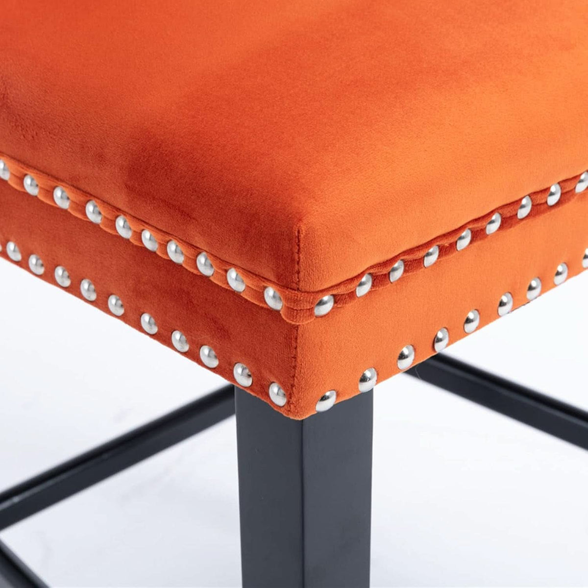 Wingback Velvet Bar Stools Set Of Two Orange Counter Height