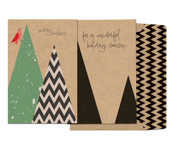 Winter Birch Boxed Cards – Kraft Trees & Wishes Trio
